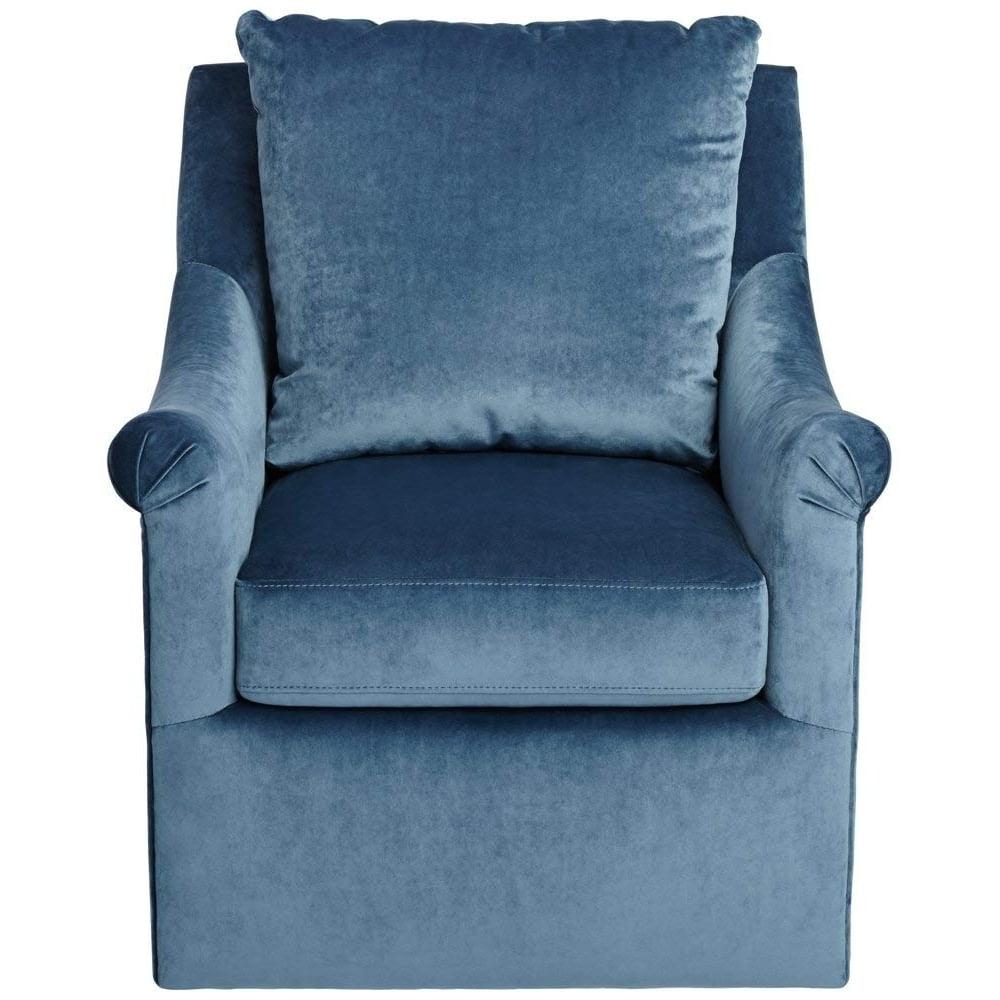 Blue Velvet Swivel Accent Chair with Wood Frame