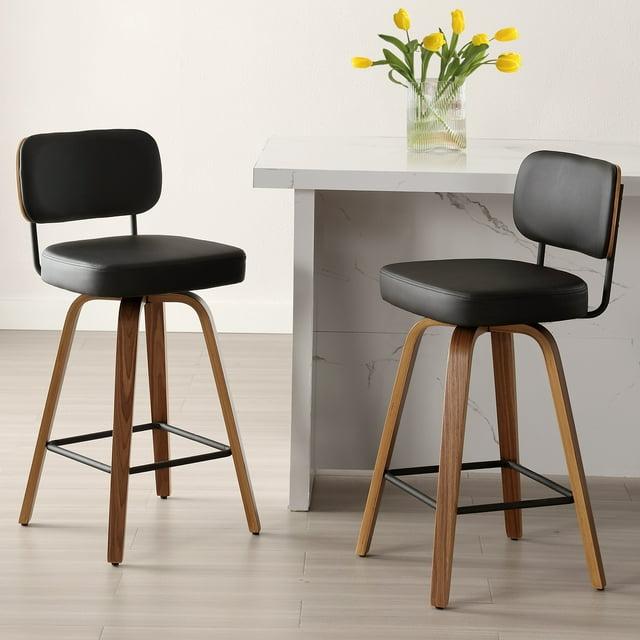 Logreira Swivel Upholstered Counter & Bar Height Stool (Set of 2)