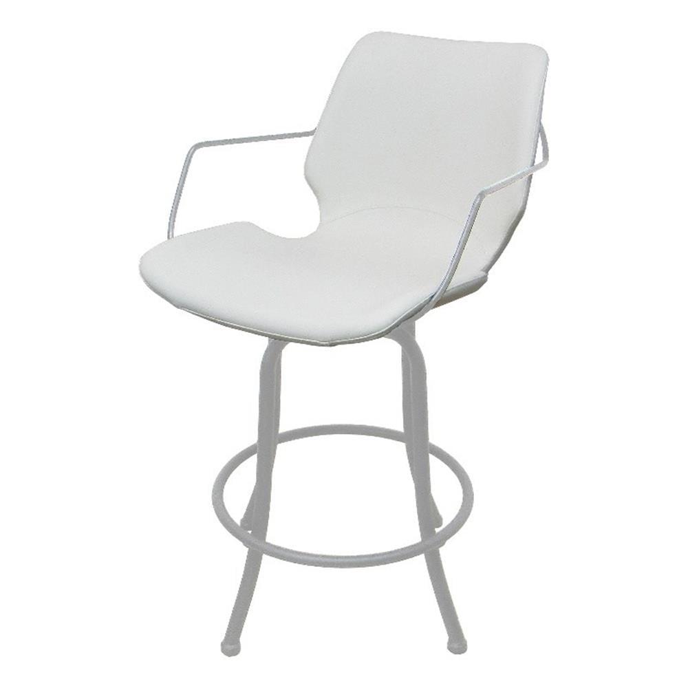 White Vinyl and Metal Swivel Bar Stool with Armrests