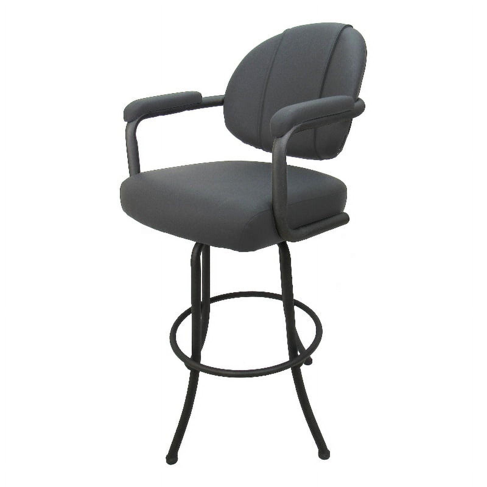 360° Swivel Grey Vinyl Full-Back Metal Bar Stool