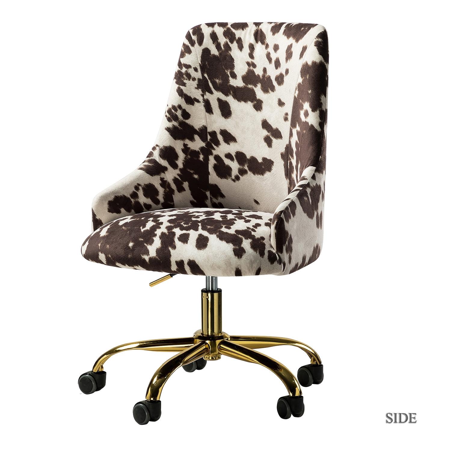 Ergonomic Swivel Task Chair in Cowhide Fabric with Metal Base