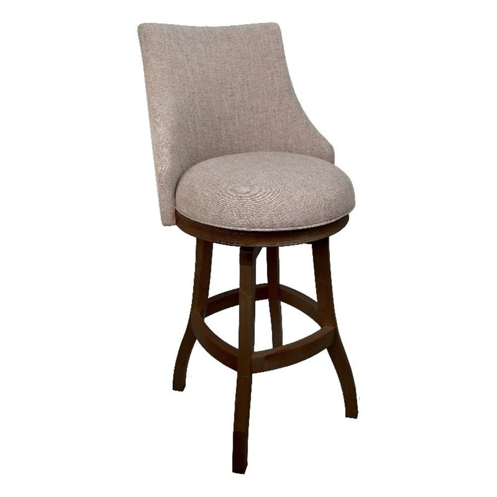 Basin Beige Hickory Swivel Wood Bar Stool with Upholstered Seat