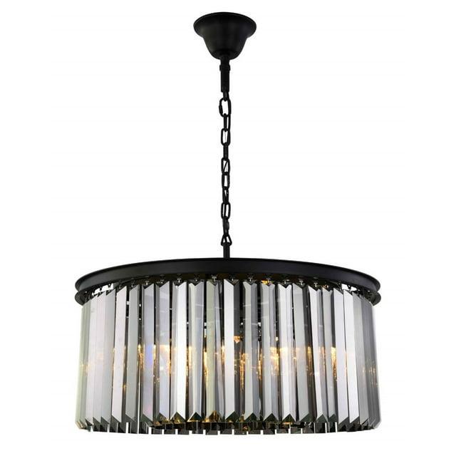 Sydney 8 light Matte Black Chandelier Silver Shade (Grey) Royal Cut Crystal