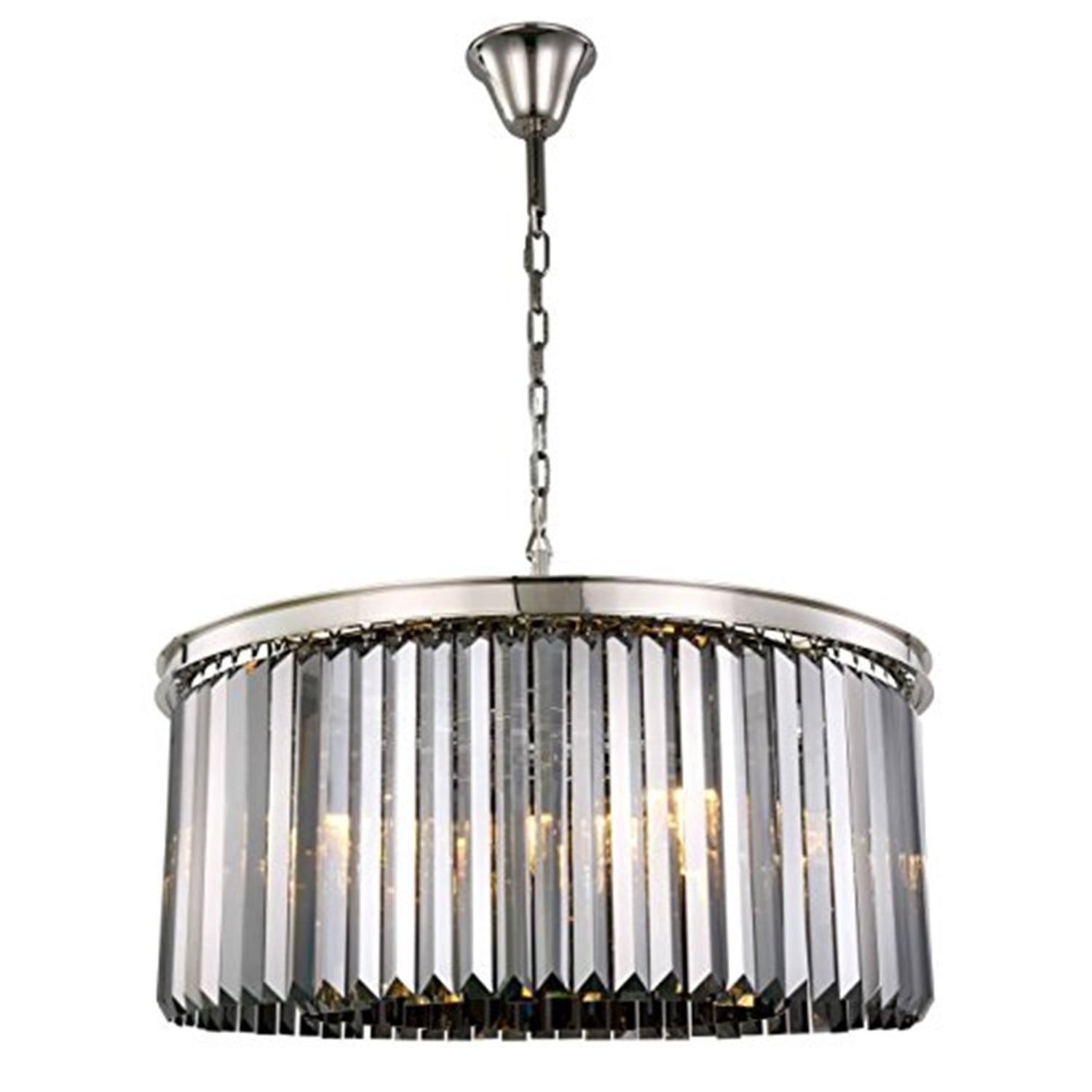 Sydney 8 light Polished nickel Chandelier Silver Shade (Grey) Royal Cut Crystal