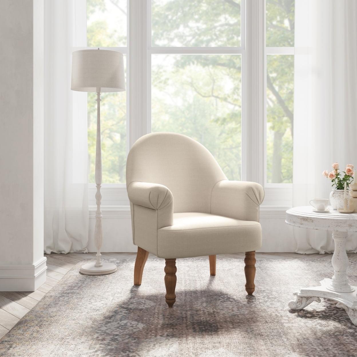 Syed Accent Chair Upholstered Flared Arms Curved Back Living Room Bedroom Rustic
