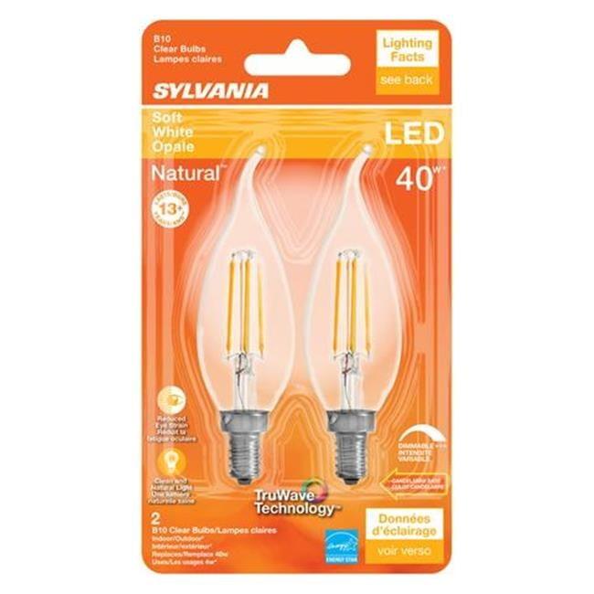 Sylvania Truwave B10 E12 (Candelabra) Clear LED Bulb Soft White 60 Watt Equivalence 2 pk