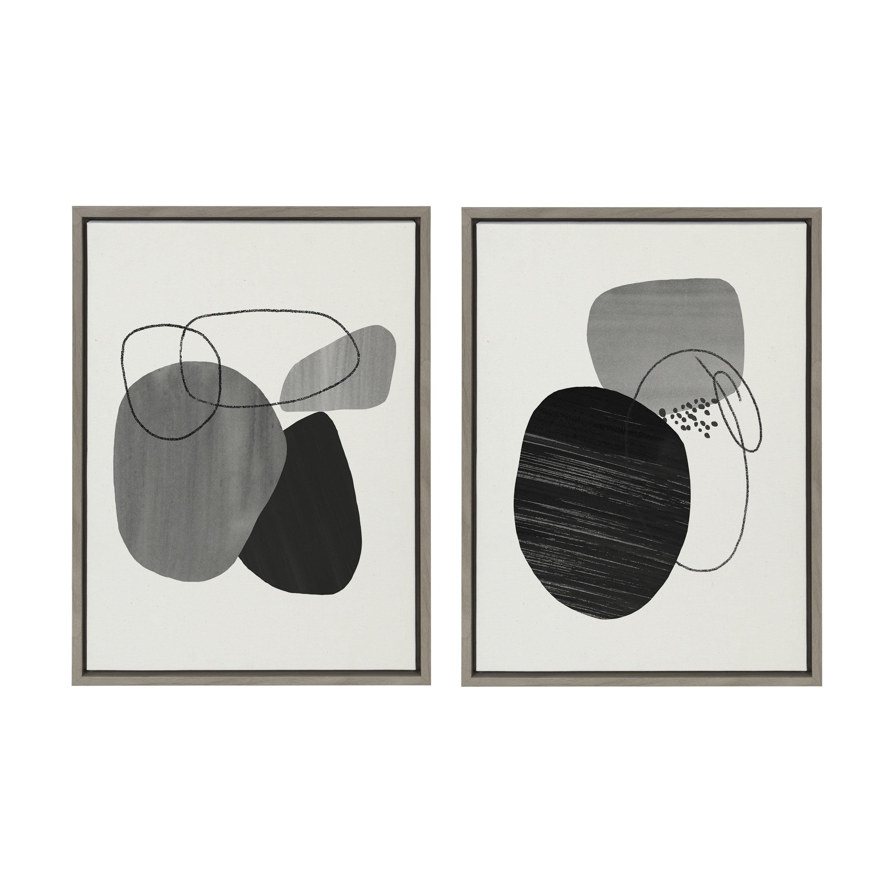 Kate & Laurel All Things Decor (Set of 2) 18" x 24" Sylvie 863 Abstract Rocks and 864 On The Rocks Framed Canvas