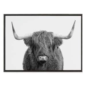 Kate and Laurel Sylvie Highland Cow Portrait Framed Canvas by Amy Peterson Art Studio