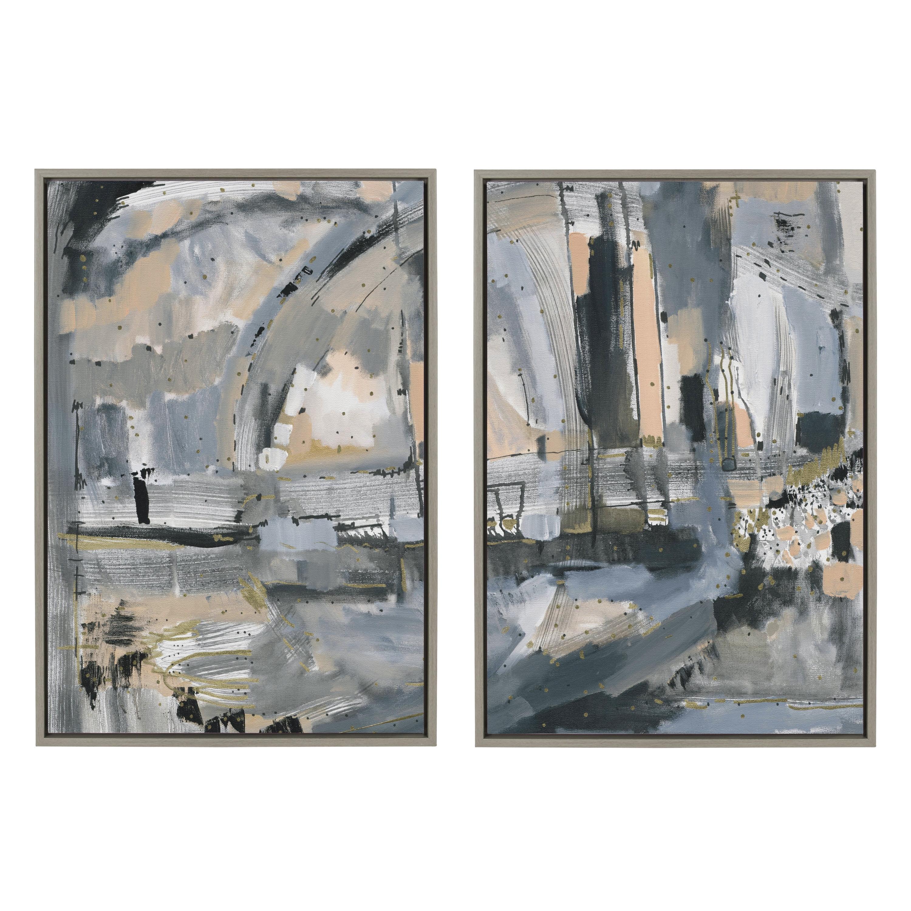 (Set of 2) 23" x 33" Sylvie Harbor Nights Framed Canvas Art Set: Modern Decor for Home - Kate & Laurel All Things Decor