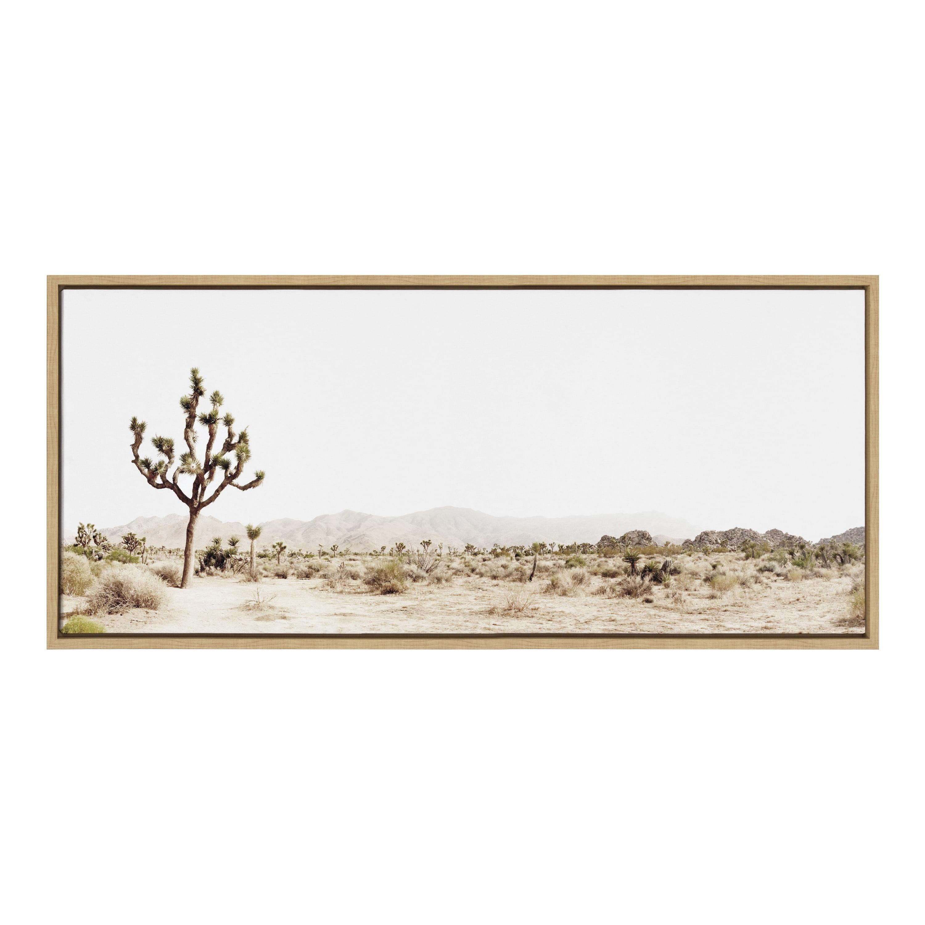 18" x 40" Sylvie Lone Joshua Tree by Amy Peterson Art Studio Framed Wall Canvas Natural: Modern Decor