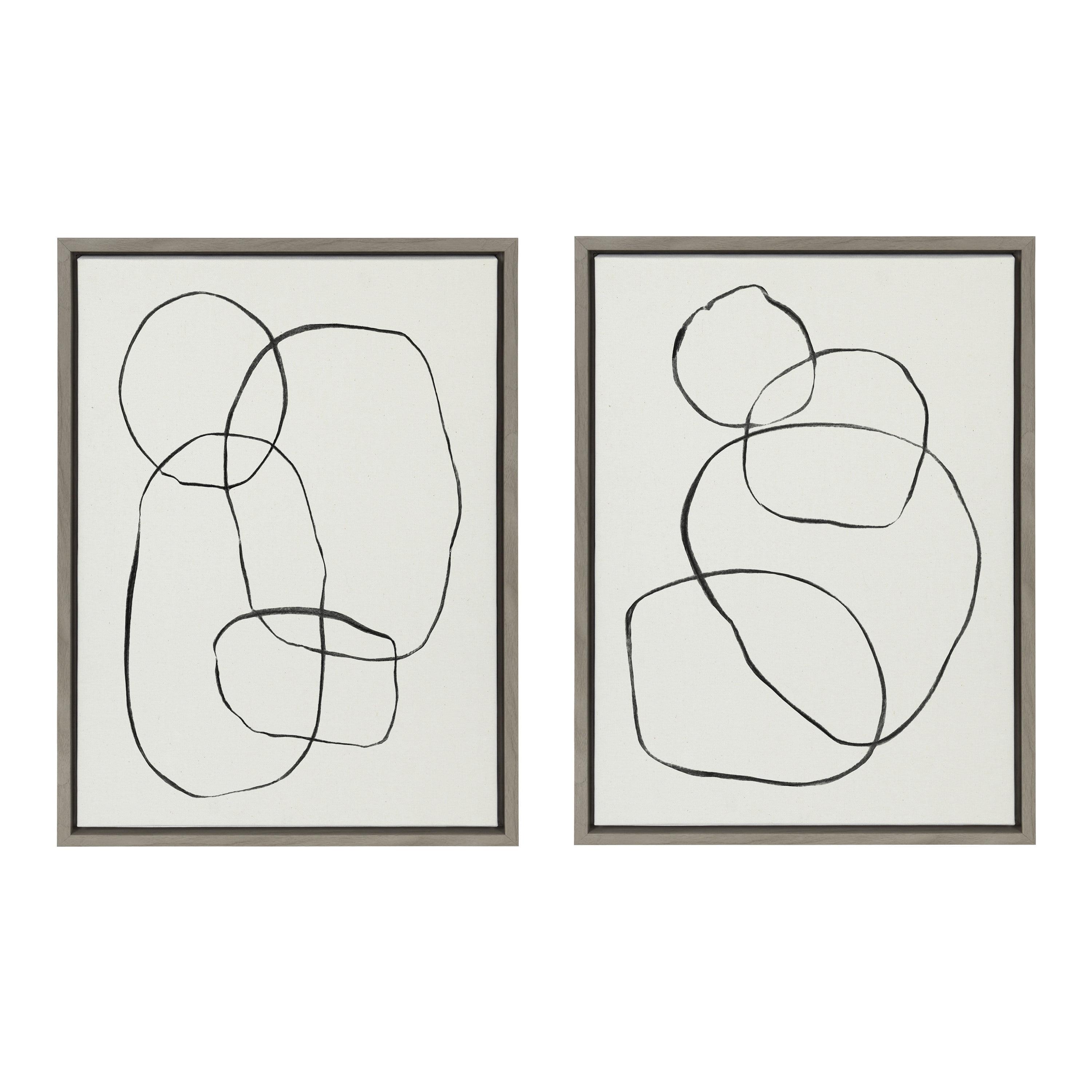 (Set of 2) 18" x 24" Sylvie Going in Circles by Teju Reval Textured Framed Canvas Set Gray - Kate & Laurel All Things Decor