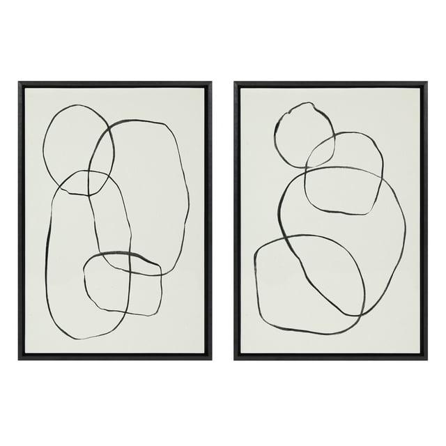 Kate and Laurel " 871 Modern Circles Flinen (left) & 869 Going In Circles Flinen (right) " by Teju Reval 2 - Pieces