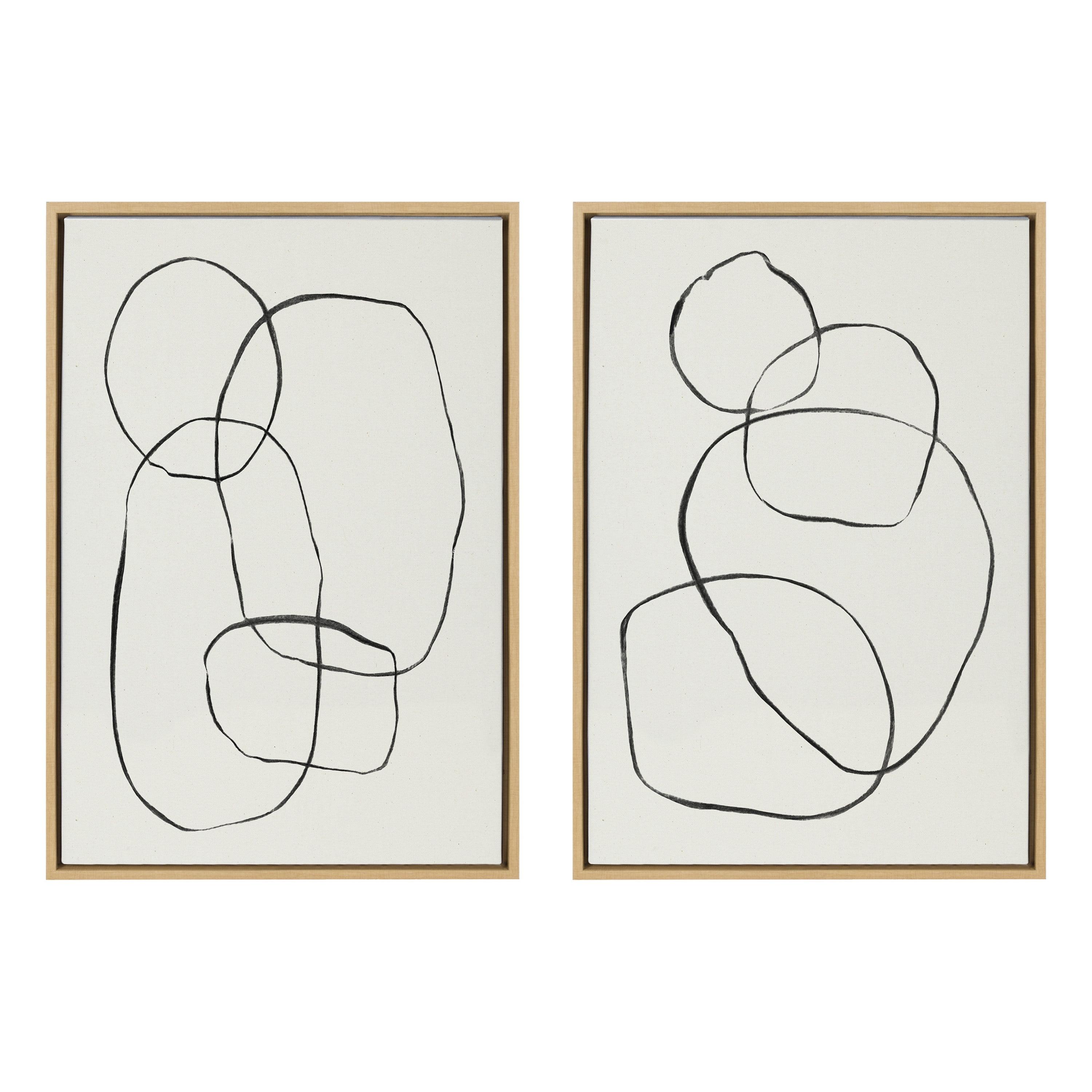 Kate and Laurel " 871 Modern Circles Flinen (left) & 869 Going In Circles Flinen (right) " by Teju Reval 2 - Pieces