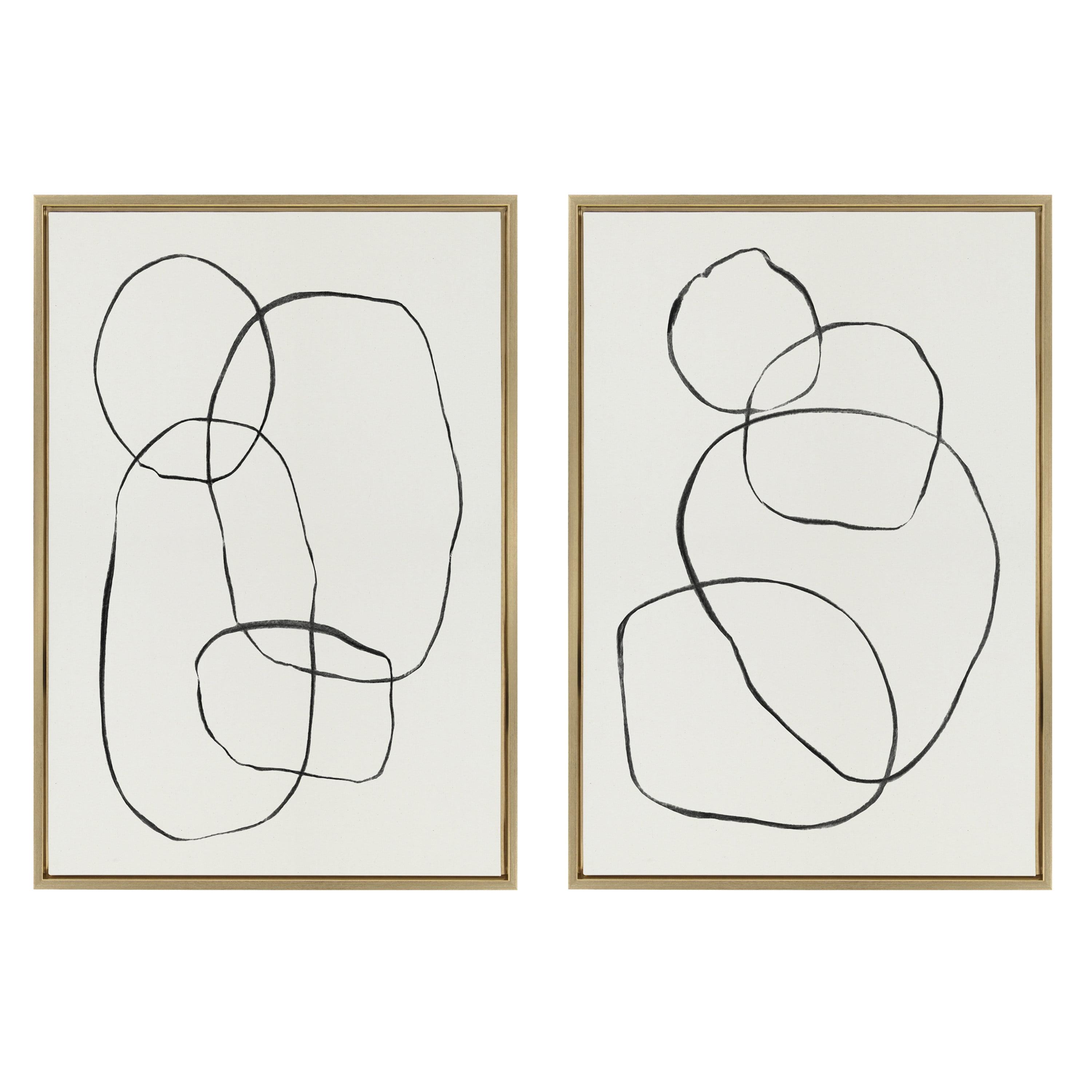 " 871 Modern Circles Flinen (left) & 869 Going In Circles Flinen (right) " by Teju Reval 2 - Pieces