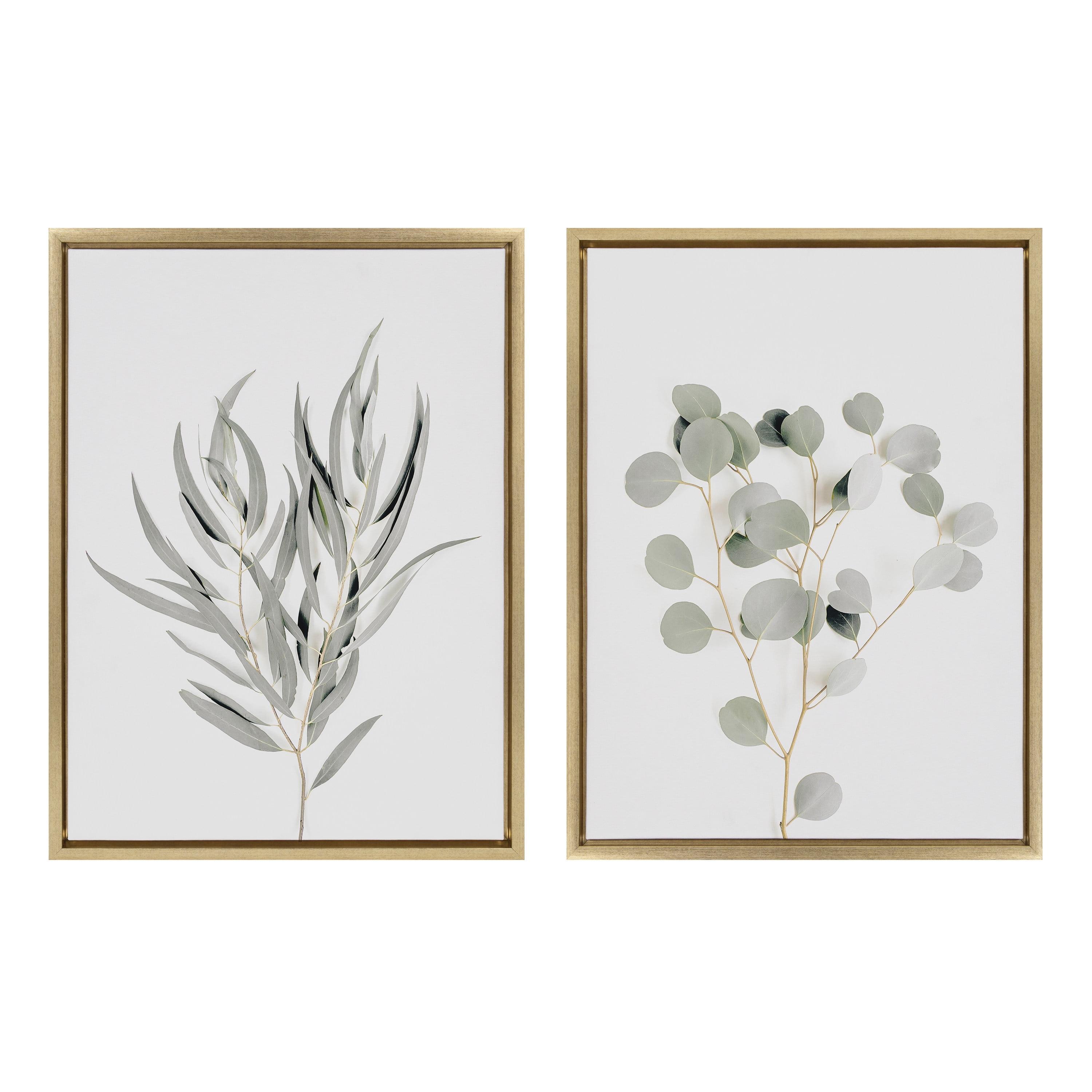 Set of 2 Neutral Botanical Framed Canvas Prints