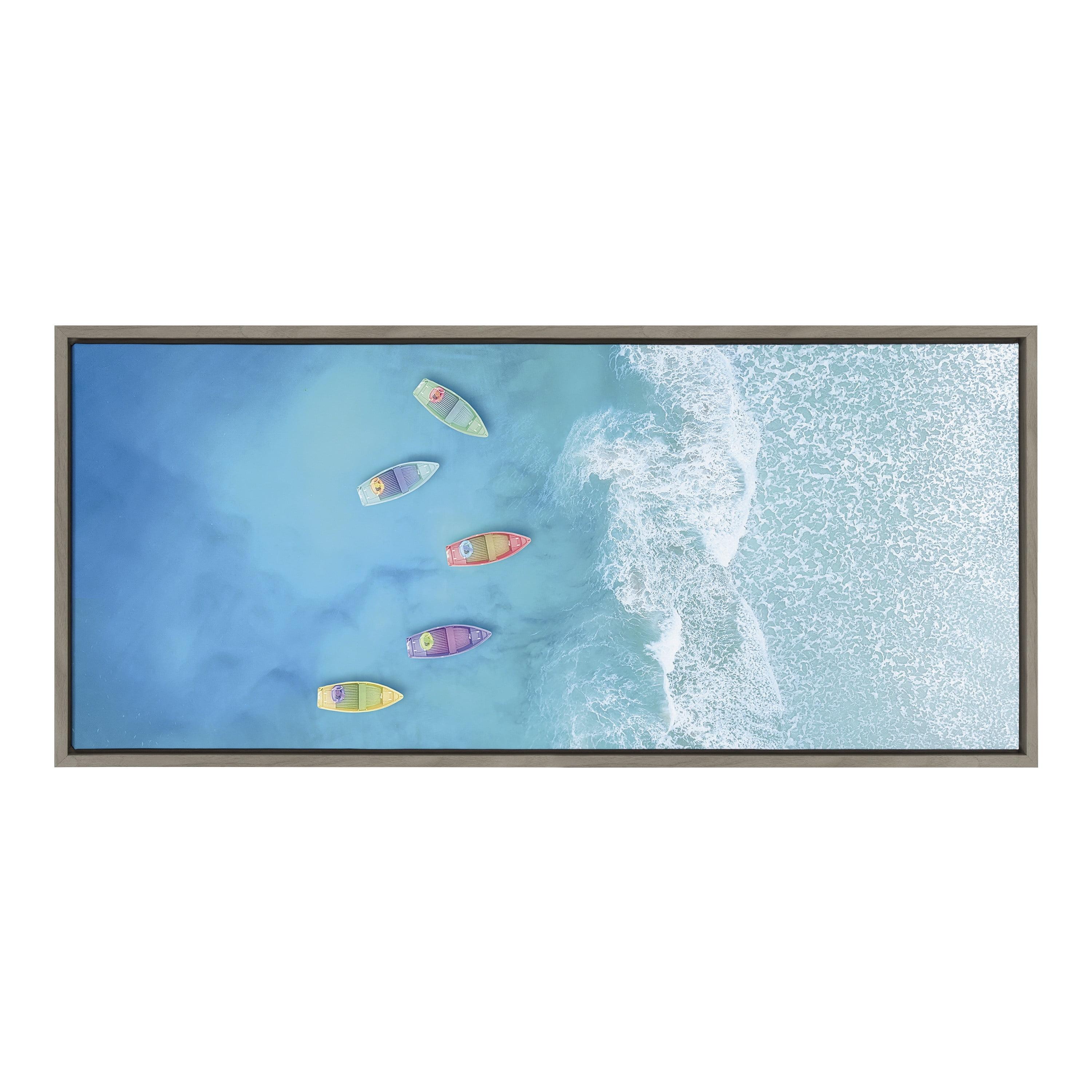 18" x 40" Sylvie Tropical Escape by The Creative Bunch Studio Framed Wall Canvas Gray - Kate & Laurel All Things Decor