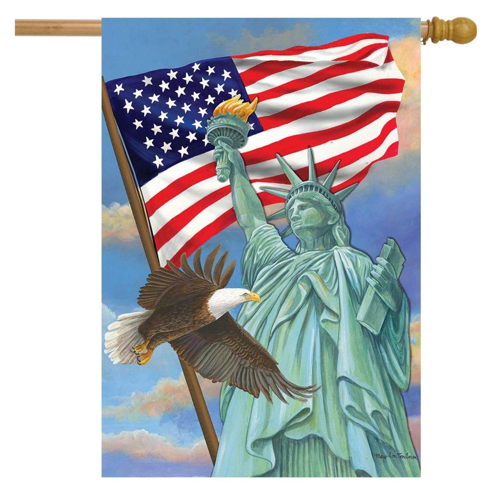 Briarwood Lane Symbols of Freedom Patriotic House Flag Statue of Liberty Eagle 28" x 40"