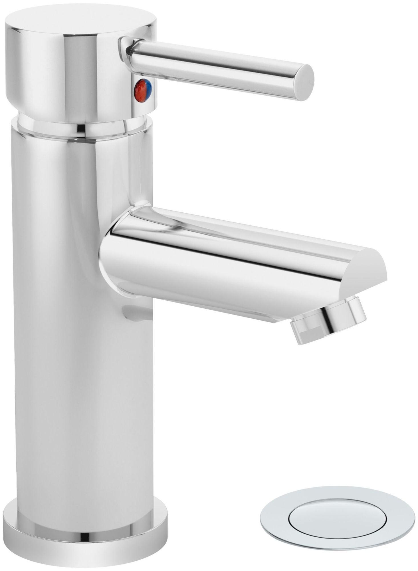 Dia Polished Chrome Single Handle Bathroom Faucet with Push Pop Drain