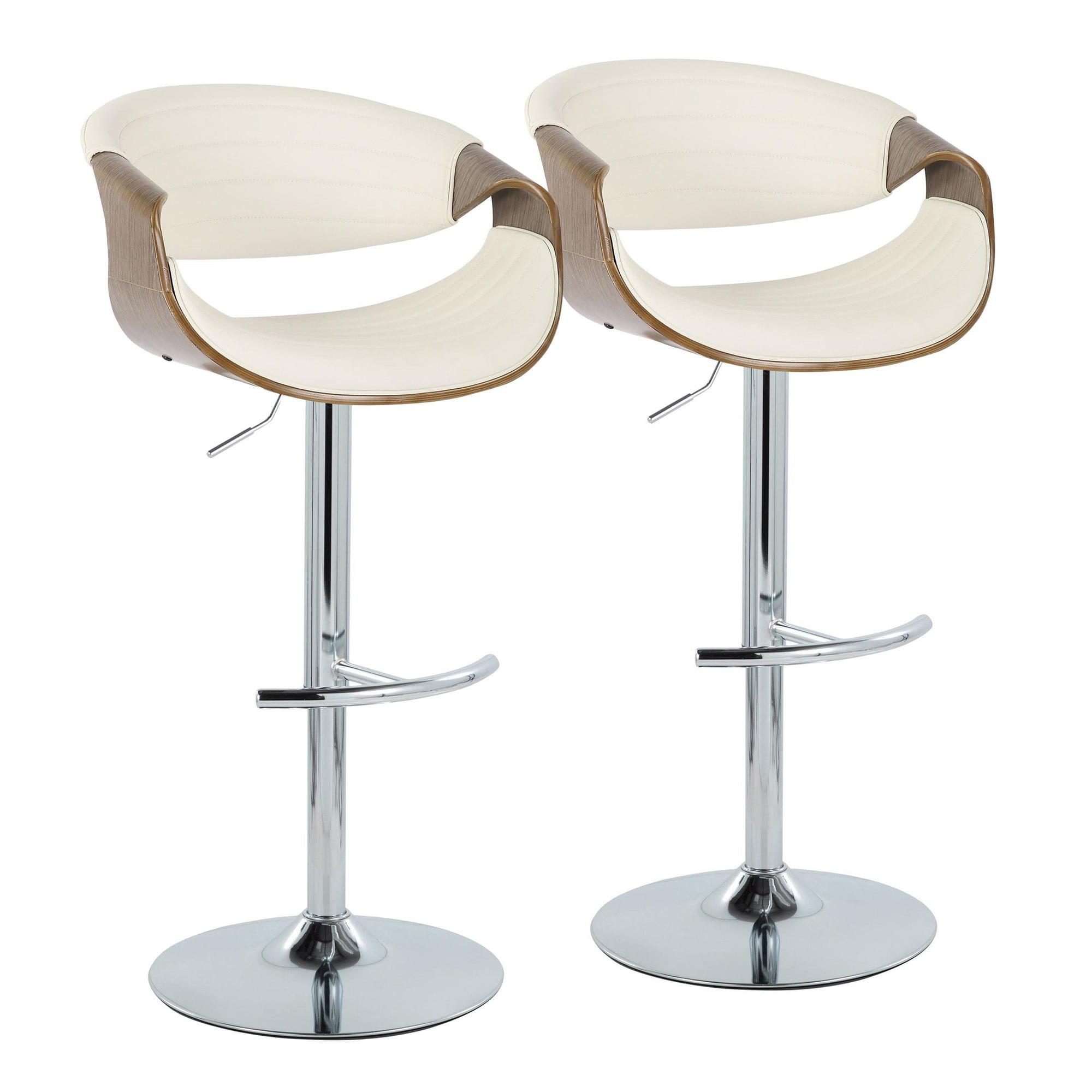 Swivel Upholstered Adjustable Height Counter Stool with Metal Frame