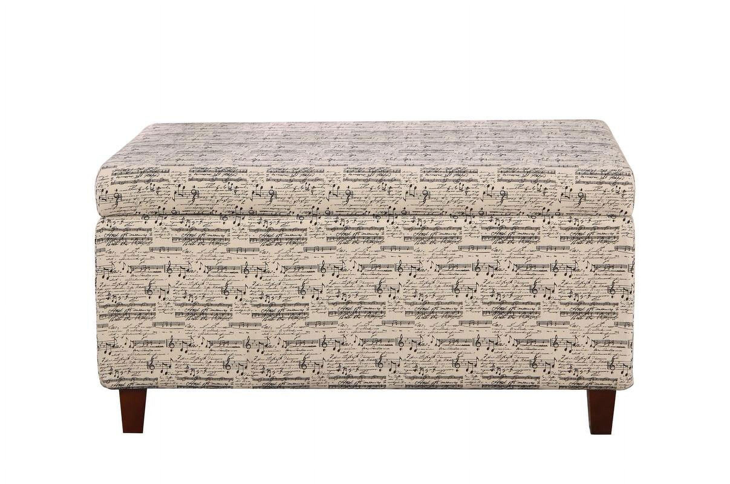 Symphony Patterned Beige Fabric Storage Ottoman Bench