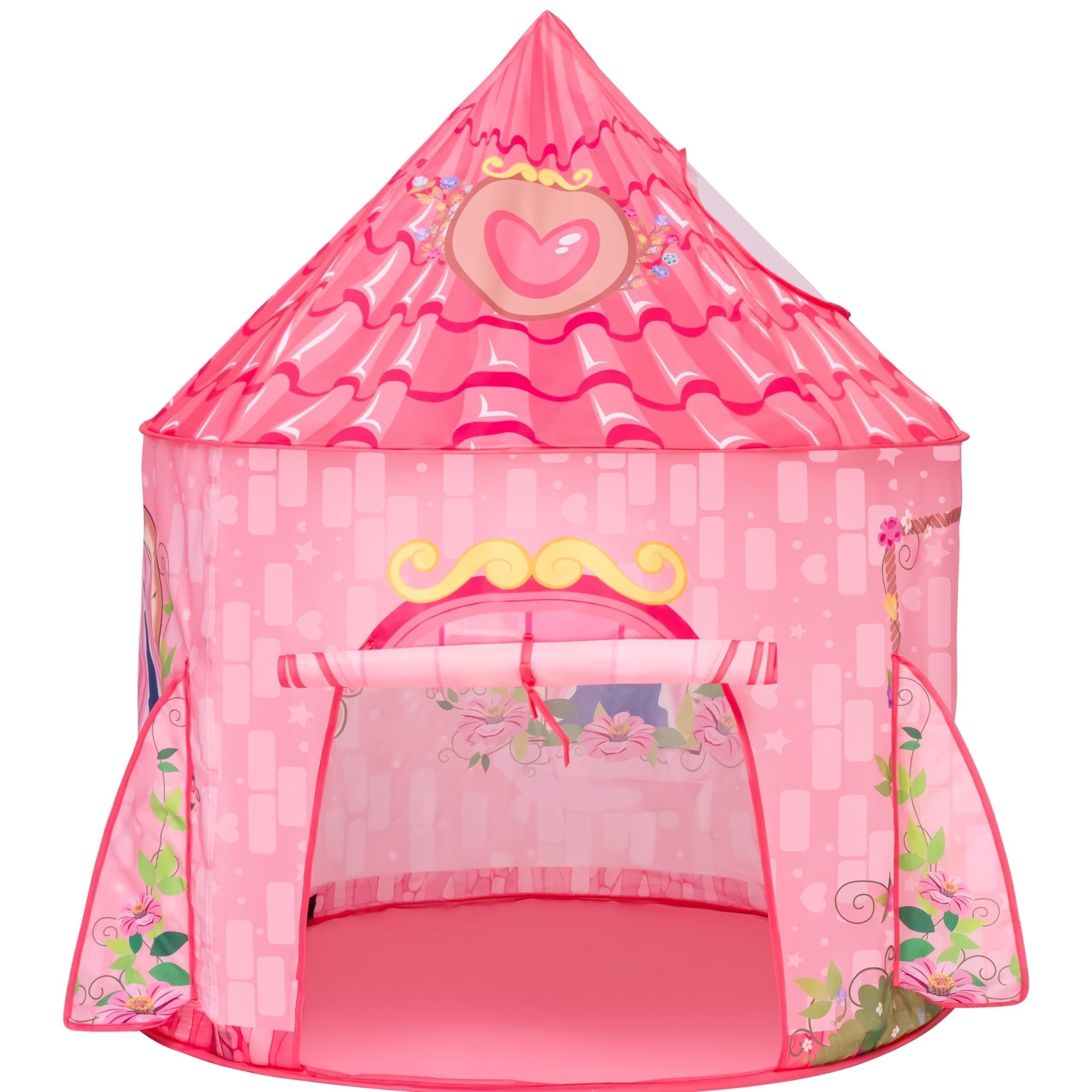 Joyfy Princess Play Tent for Girls, Pop Up Play Tent Play House for Kids Indoor Outdoor Play, Todders Large Castle Playhouse Tent for Girls Age 1+