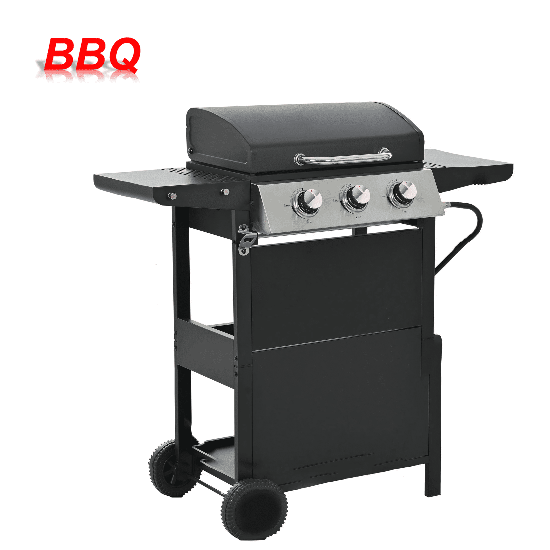 3-Burner Propane Gas Grill, 25,650 BTU Stainless BBQ For Patio Garden |Outdoor Grill with Two Side Shelves, Wheels and Bottle Opener