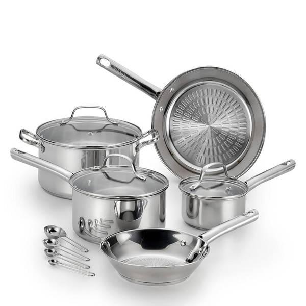 Stainless Steel 12-Piece Cookware Set with Glass Lids