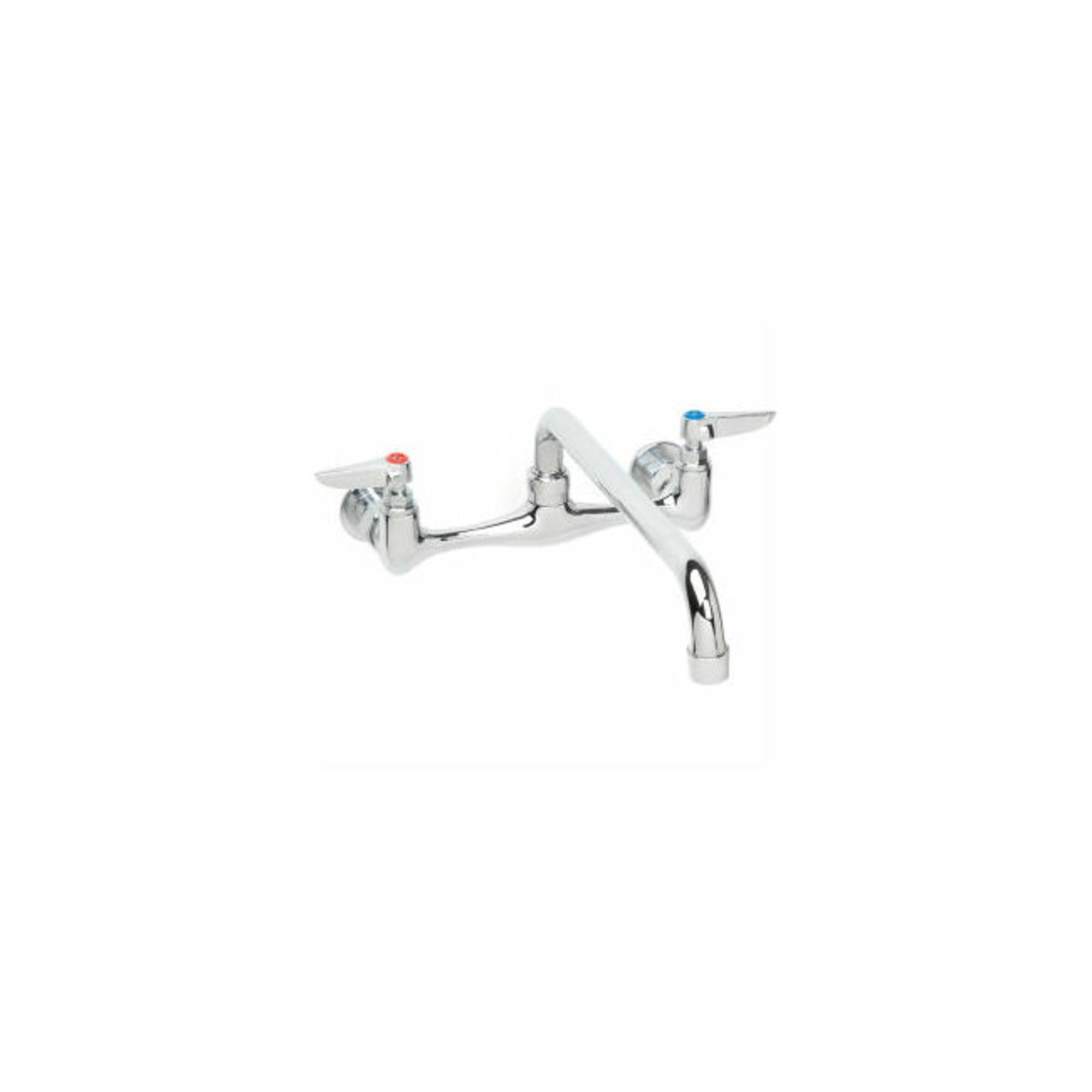 Polished Chrome Double-Handle Wall-Mount Faucet with Pull-Out Spray