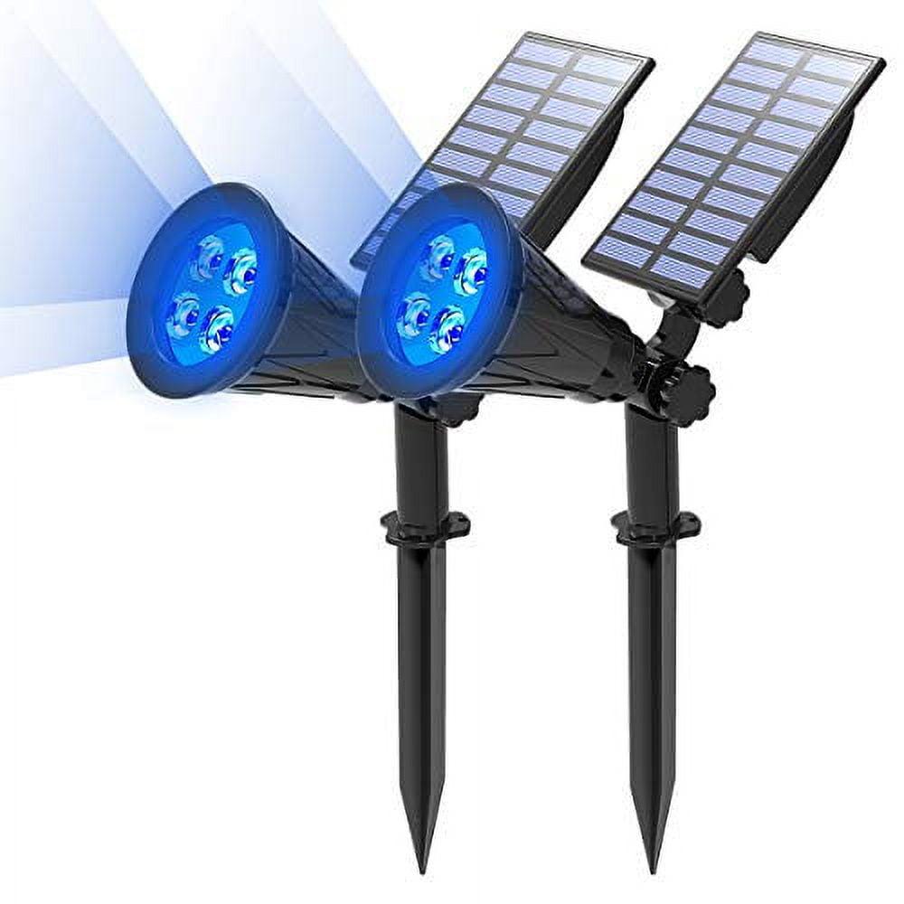 Blue Solar Powered LED Outdoor Spotlights, 2-Pack