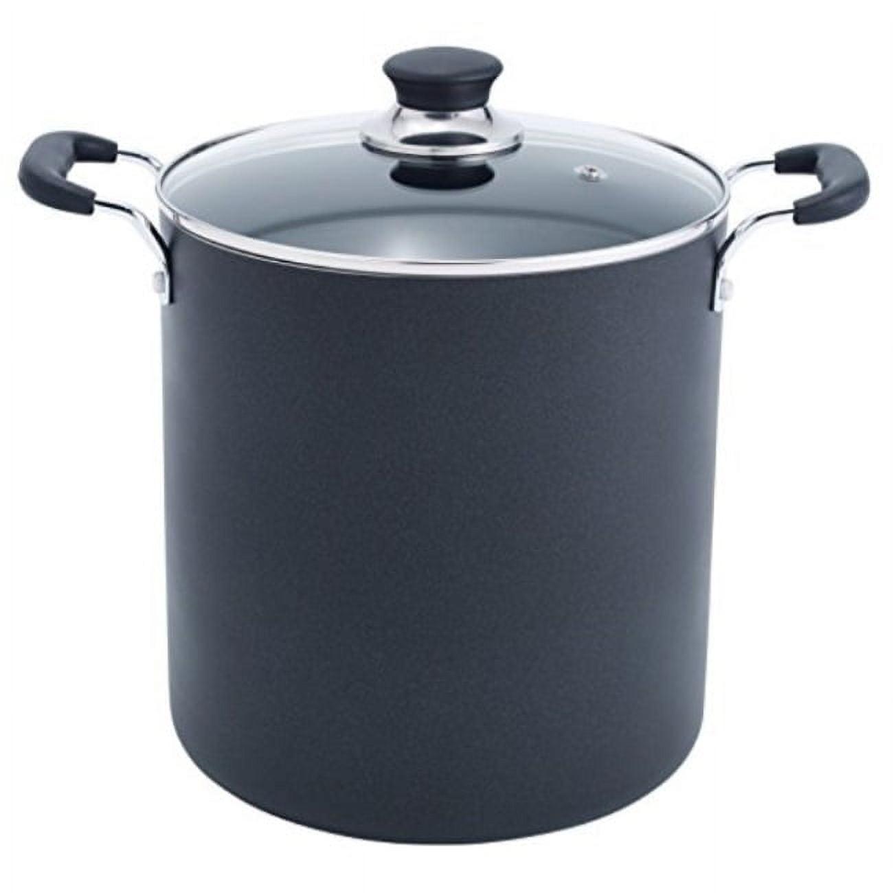 T-fal 12qt Stock Pot with Lid, Simply Cook Nonstick Cookware Black
