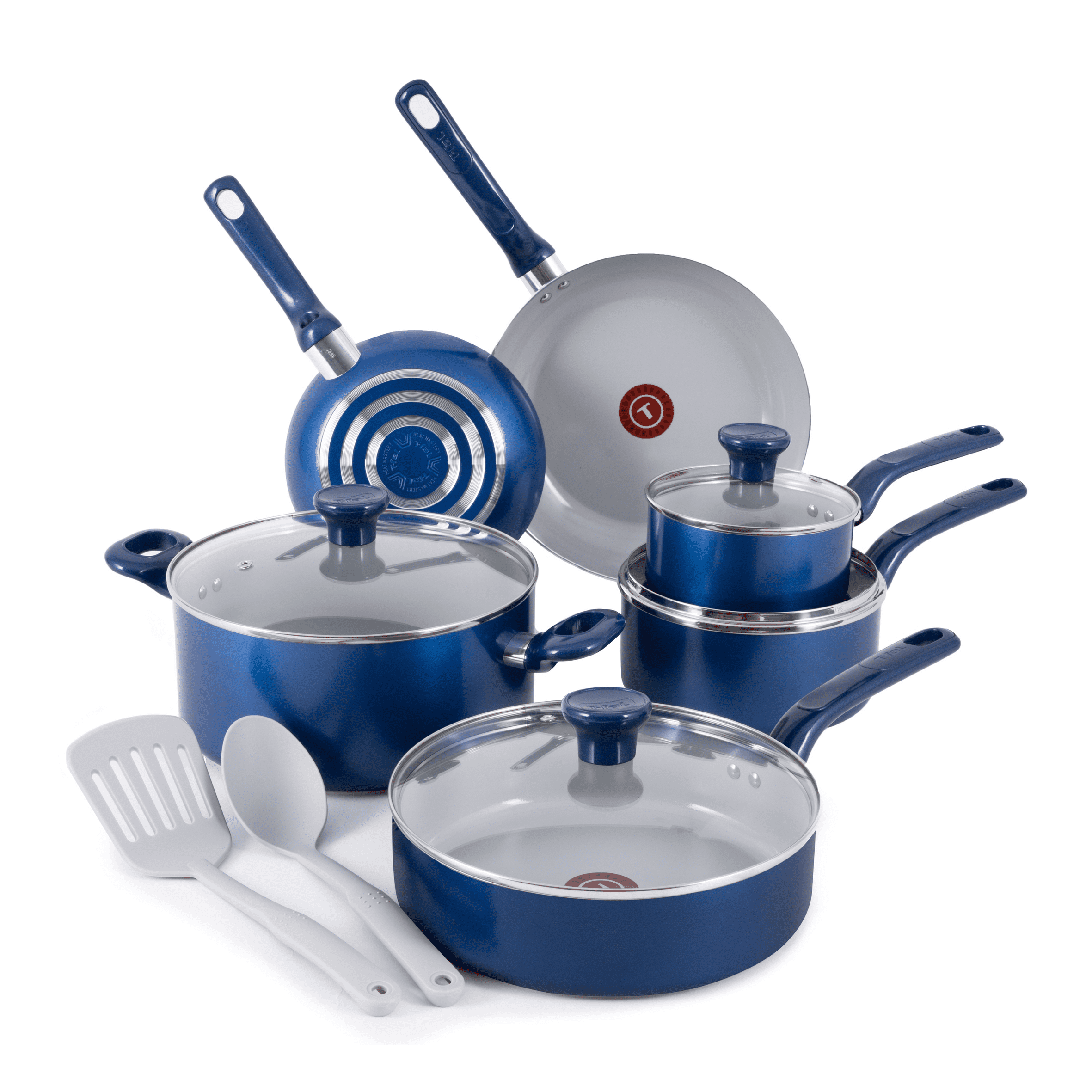 T-fal 12 Piece Blue Ceramic Non-Stick Cookware Set