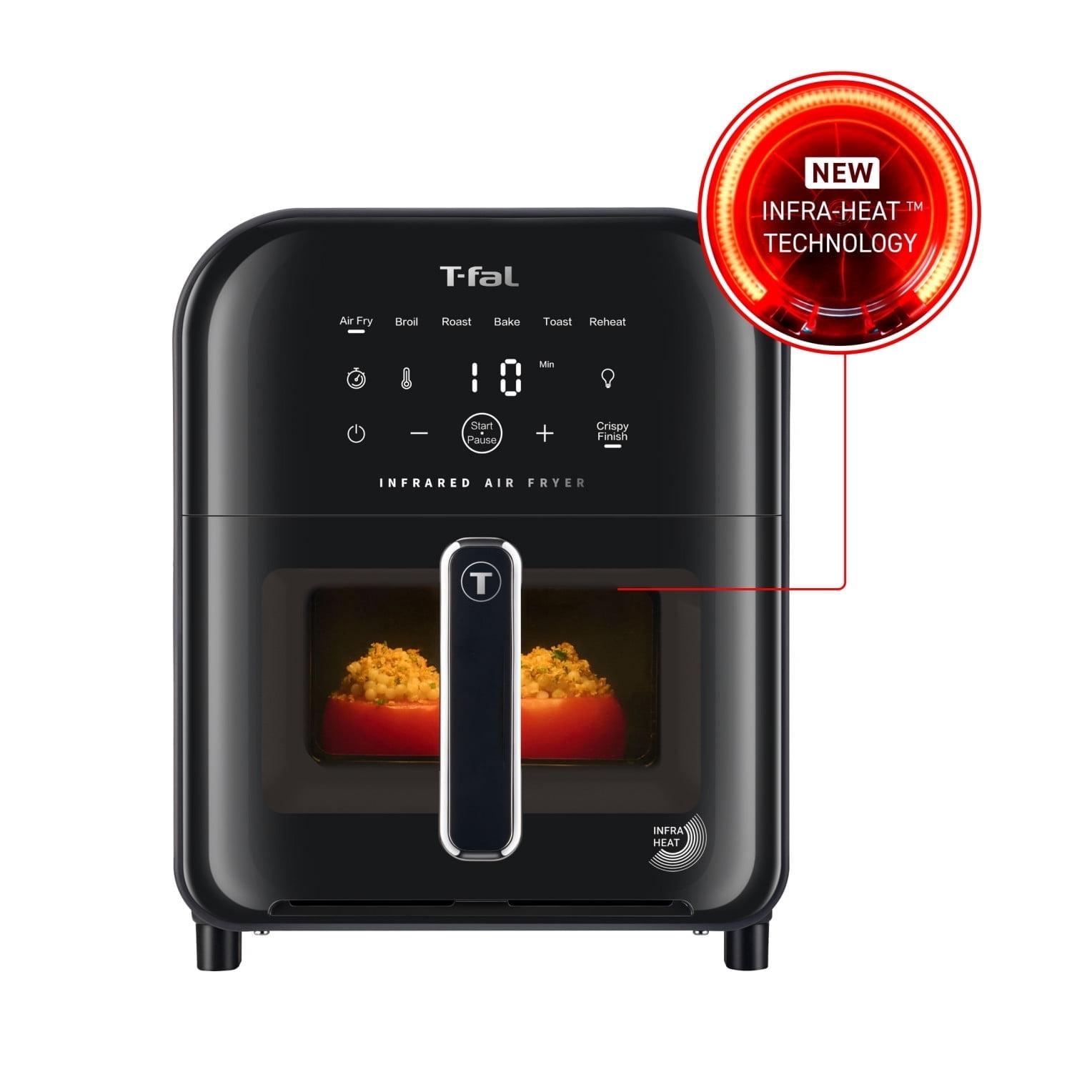 T-fal 6.3 Quart Infrared Air Fryer, 7-In-1 Cooking Functions, Digital Touch Screen, Black