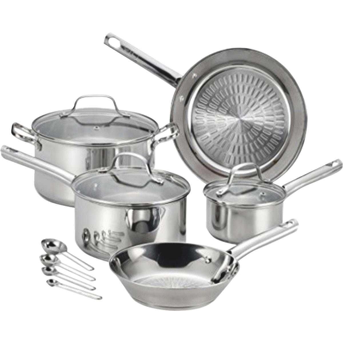 Stainless Steel 12-Piece Cookware Set with Glass Lids