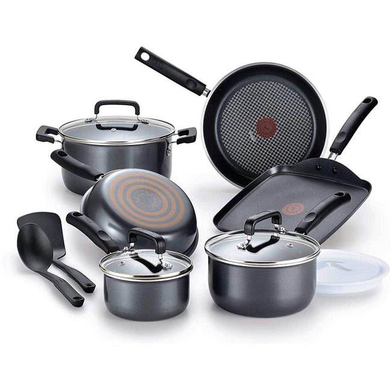 T-fal 12pc Signature Titanium Nonstick Cookware Set Dark Gray