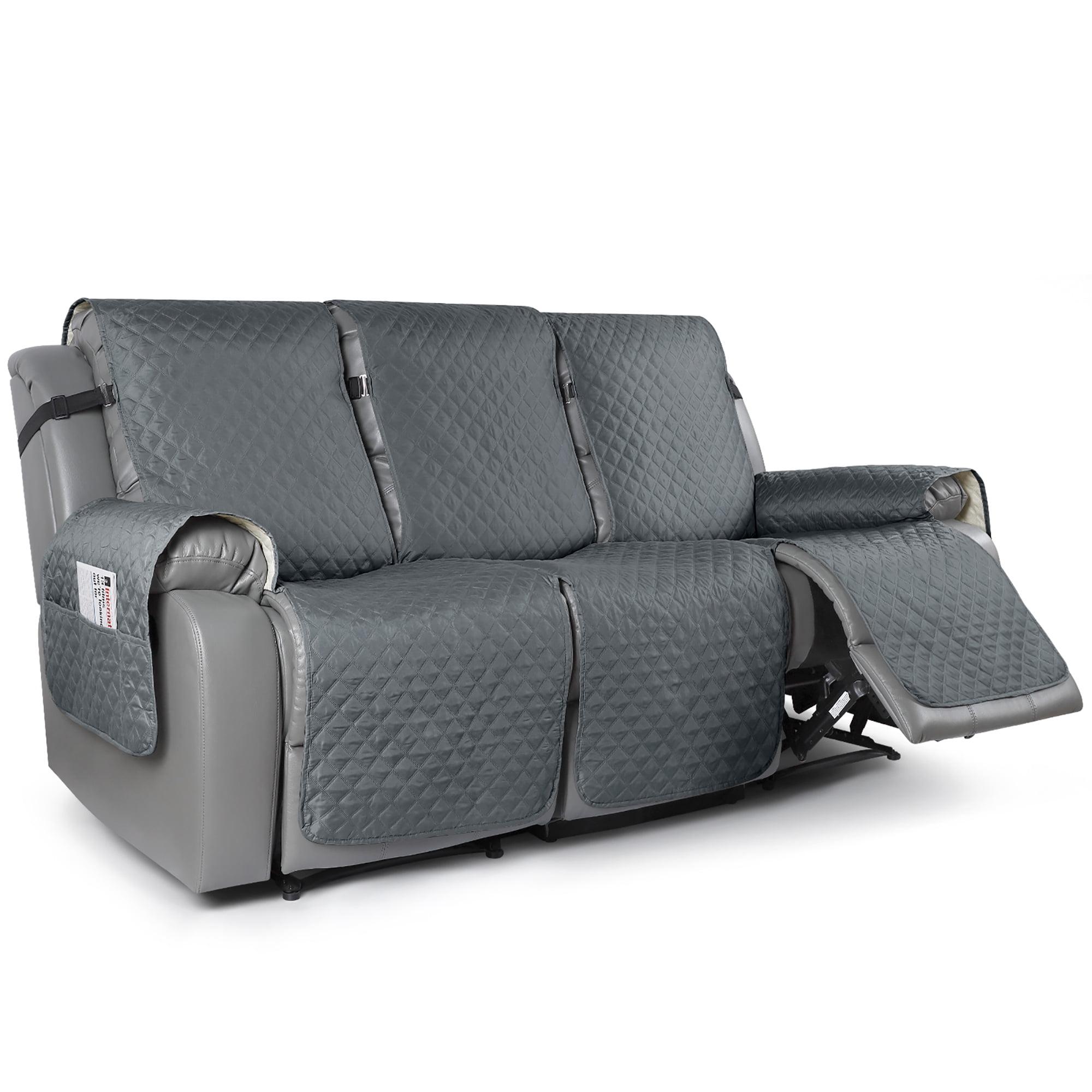 Box Cushion Recliner 3 Seater Sofa Slipcover, Non-Slip Pet Reclining Couch Cover with Pockets Furniture Protector