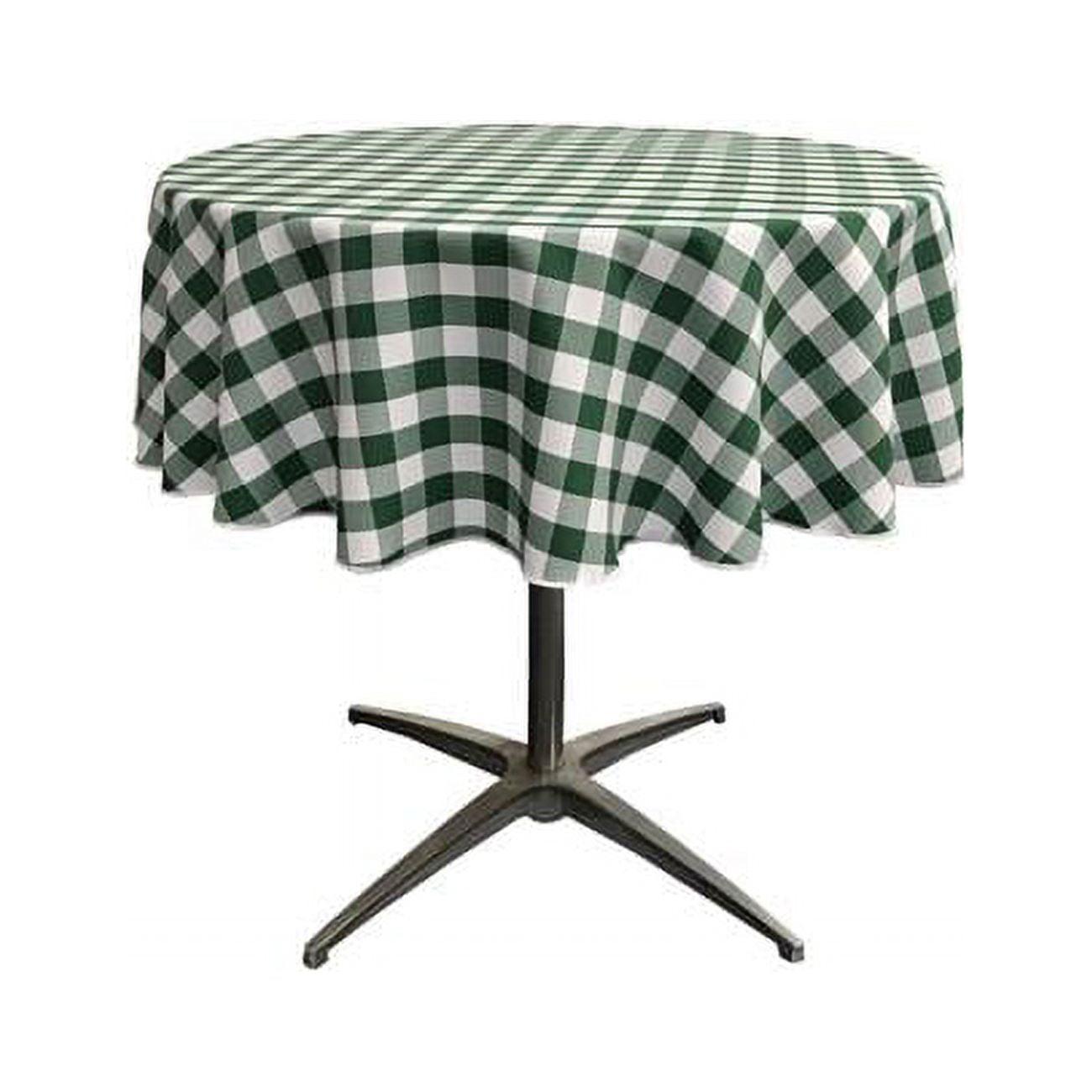 TCcheck51R-HunterGreenK20 Polyester Gingham Checkered Tablecloth, White & Hunter Green - 51 in. Round