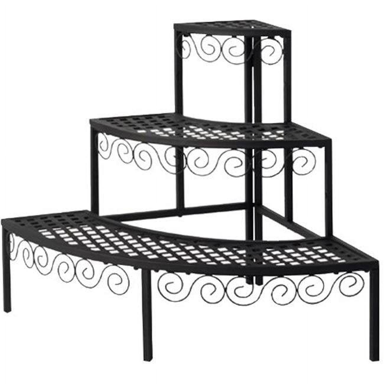 Black Three-Tier Indoor/Outdoor Steel Plant Stand