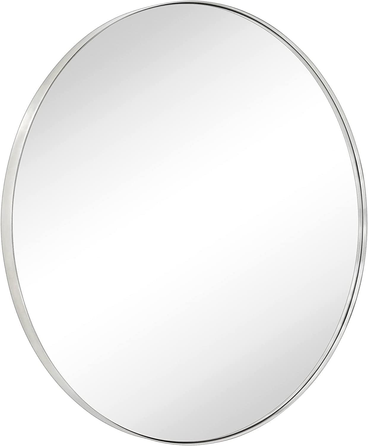 TEHOME Yolanta 30 in. W x 30 in. H Circular Round Stainless Steel Framed Wall Mounted Bathroom Vanity Mirror in Brushed Nickel