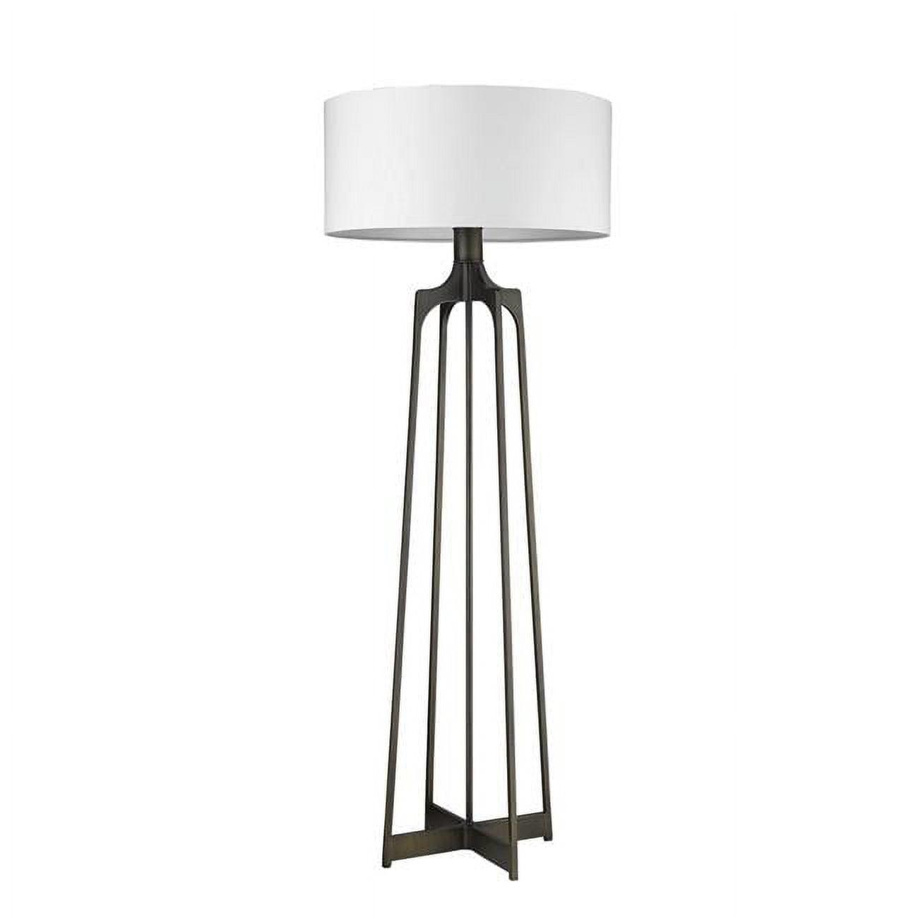 Lancet 58.75" Bronze Floor Lamp with White Drum Shade