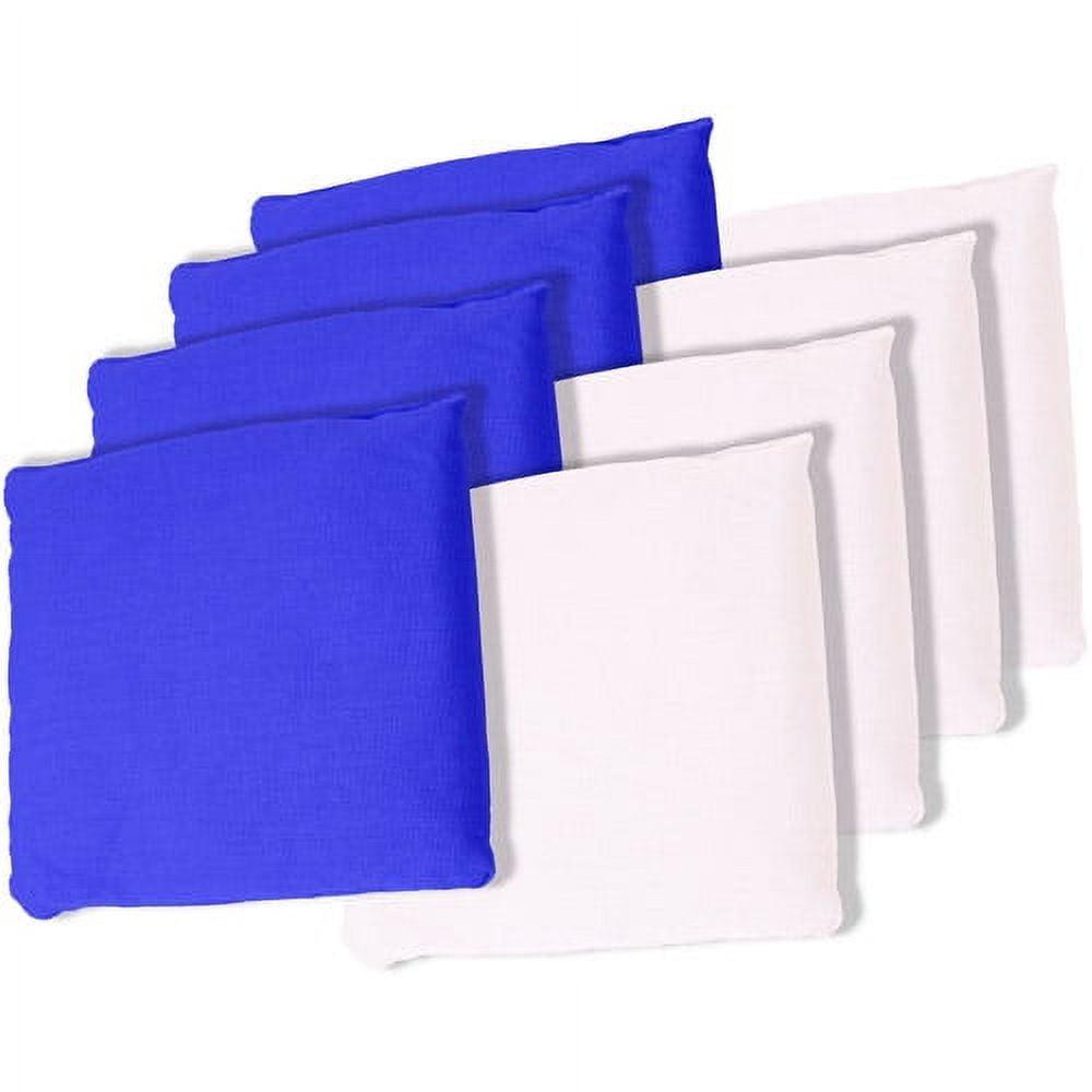 Blue and White Canvas Cornhole Bean Bags Set of 8