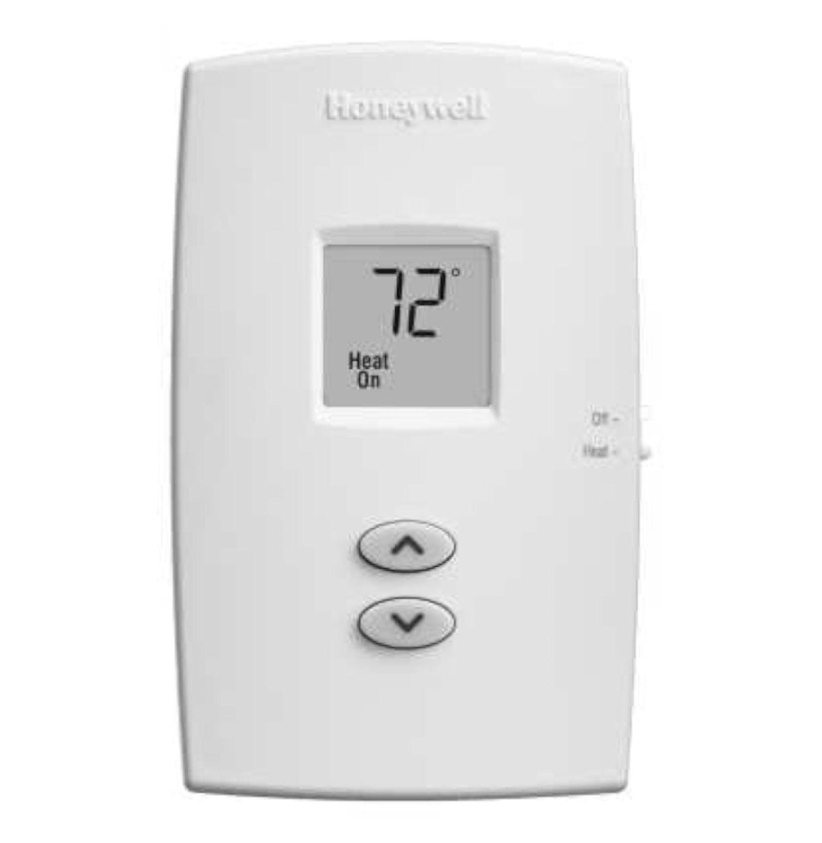 White Vertical Non-Programmable Thermostat with Push Button Control