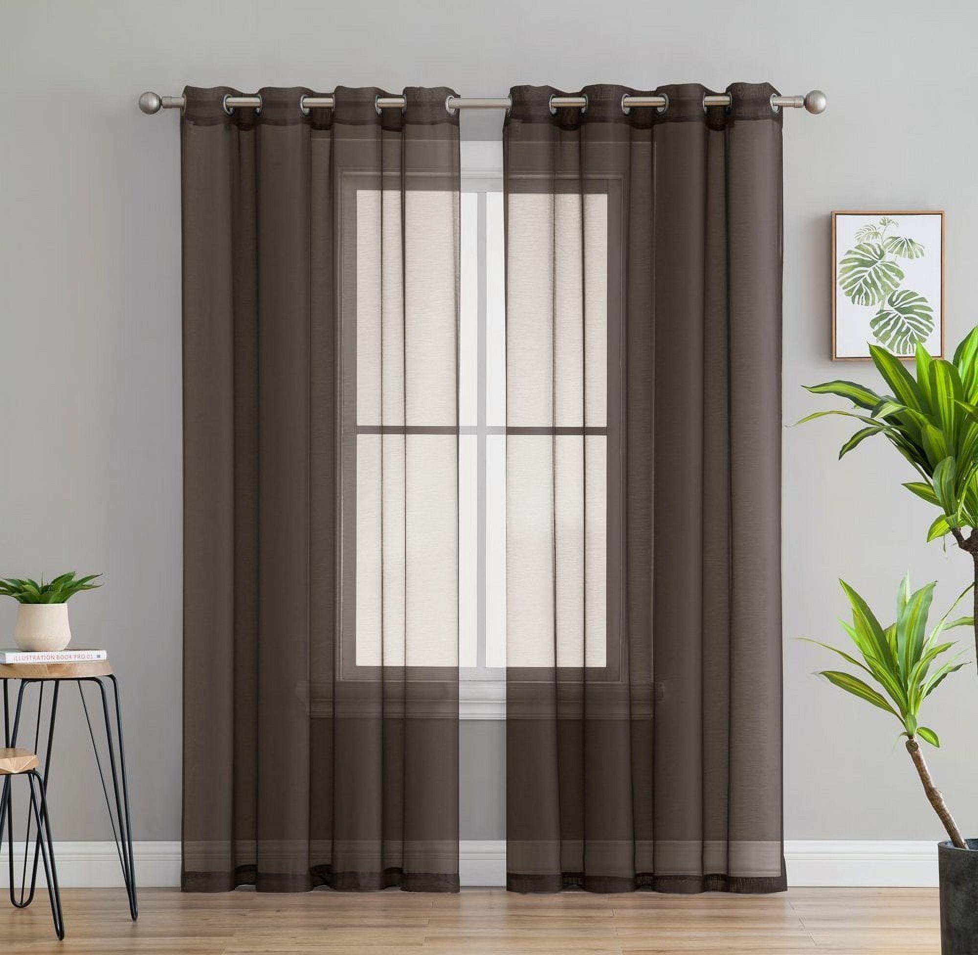 THD Basics 2 Piece Semi Sheer Voile Window Curtain Drapes Grommet Top Panels for Bedroom, Living Room & Kids Room - Set of 2 panels