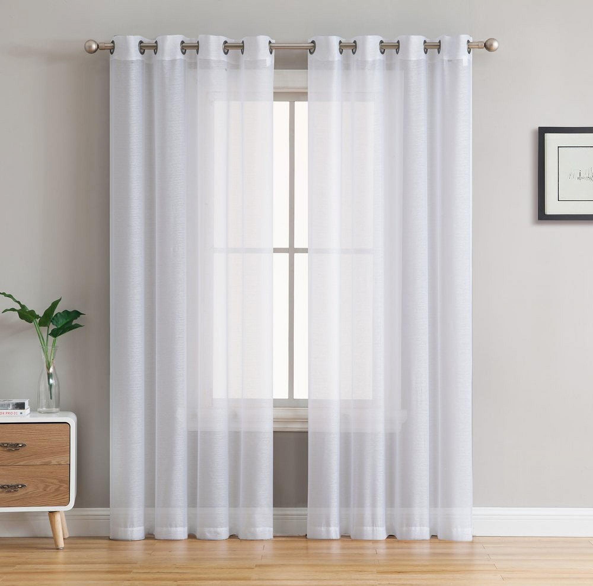 HLC.ME Semi Sheer Voile Light Filtering Transparent Window Curtain Grommet Panels - Set of 2 - White, 54 W x 90 L