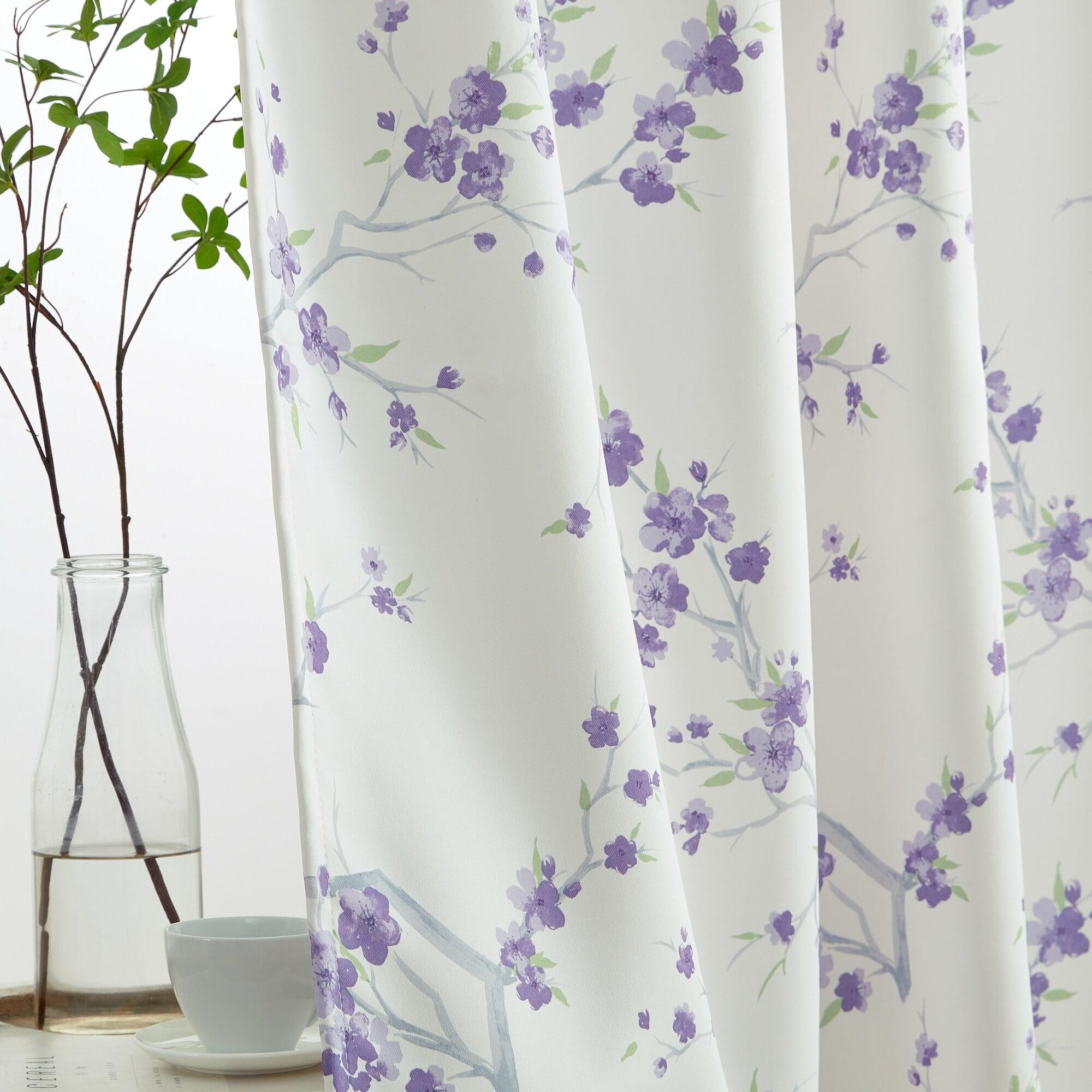 THD Jasmine Floral Faux Silk 100% Blackout Room Darkening Thermal Insulated Energy Efficient Curtain Grommet Panels - Pair