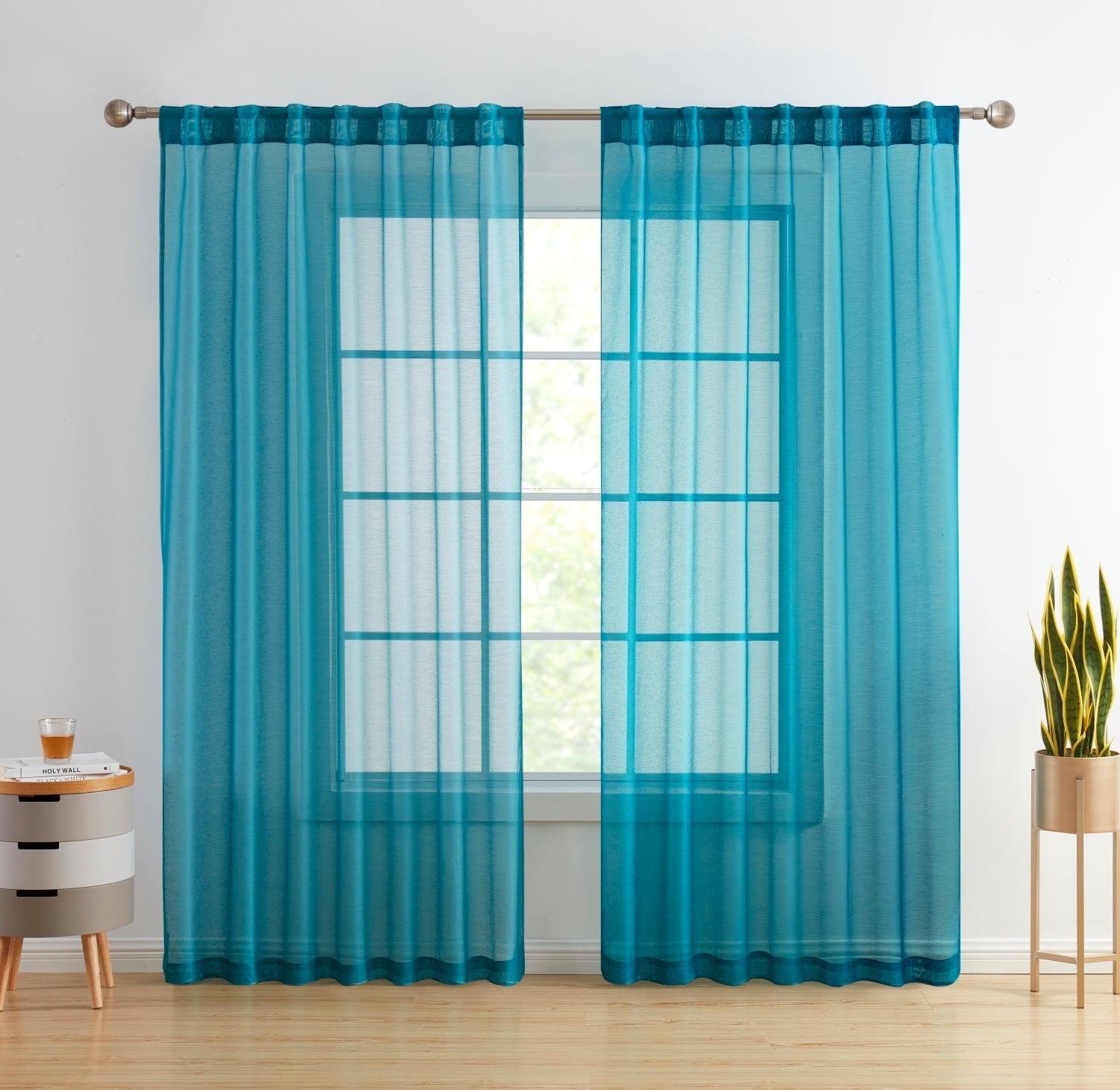 Lauren Polyester Semi Sheer Curtain Pair (Set of 2)