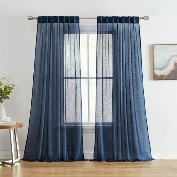 Ebern Designs Lauren Polyester Semi Sheer Curtain Pair (Set of 2)
