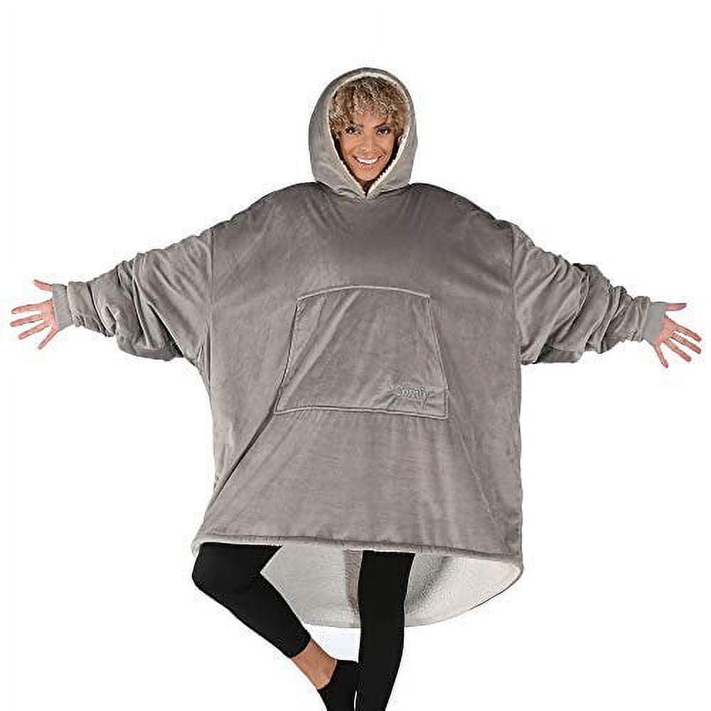 THE COMFY Original Oversized Microfiber & Sherpa Wearable Blanket, Seen On Shark Tank, One Size Fits All, Unisex, Gray