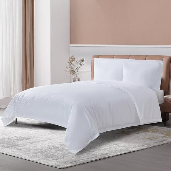 THE COTTON & SILK 100% Luxury Long-Staple Cotton Duvet Cover, with Corner Ties and Hidden Zipper Closure, Twin Size, White