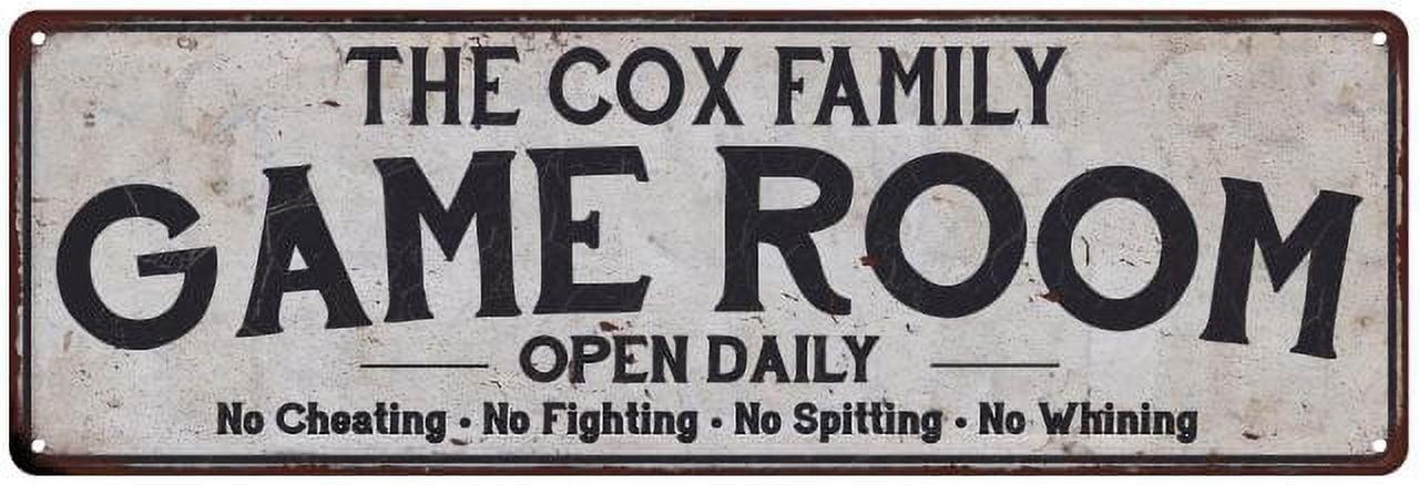 THE COX FAMILY Game Room Country Metal 6x18 Sign 106180042003