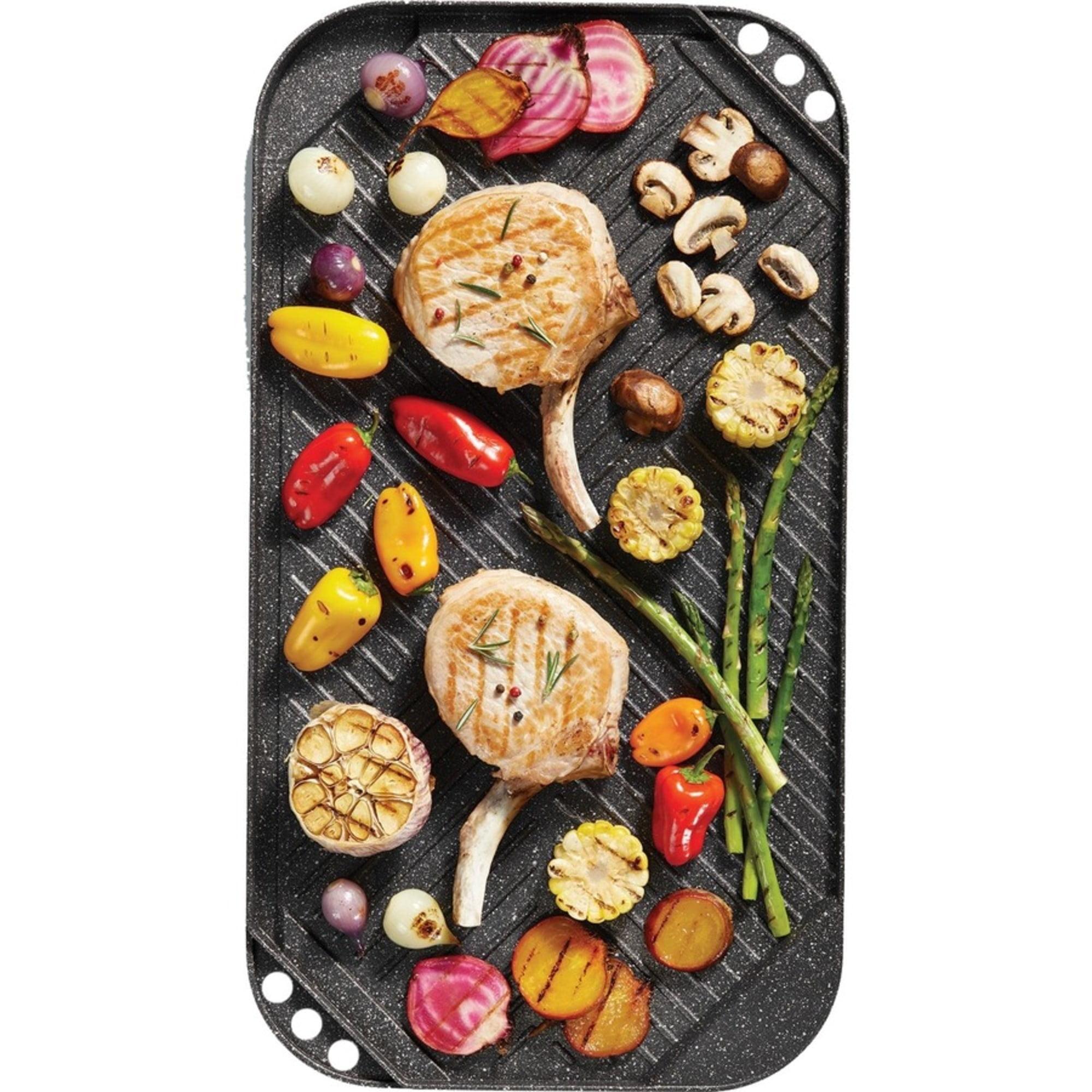 Black Aluminum Non-Stick Reversible Grill Griddle